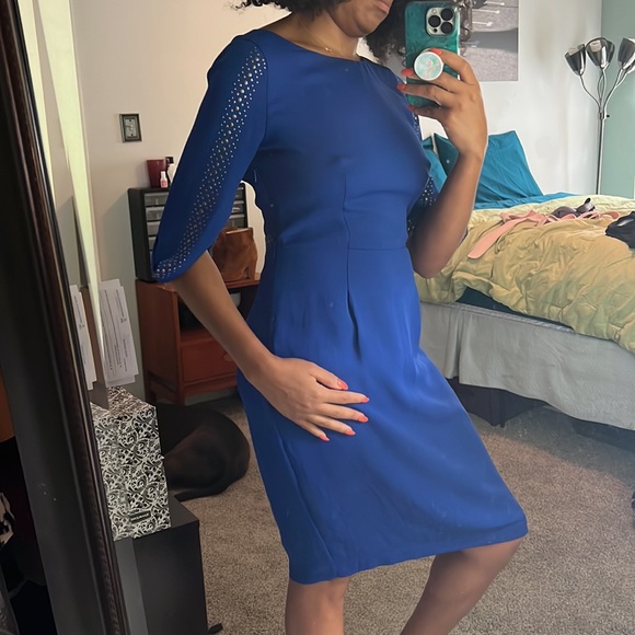 BCBGmaxazria 'Lexy' Blue Sapphire Studded Open Back Dress - Picture 3 of 6